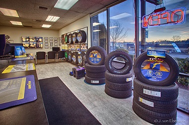 tire display inside Sea Tac Tire & Auto Tech